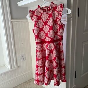 FALL SALE! Janie & Jack Red Dress w/White Floral Embroidery. Size: 12.